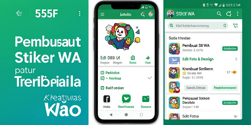 Tampilan antarmuka 555F yang menarik dan mudah digunakan untuk Pembuat Stiker WA.