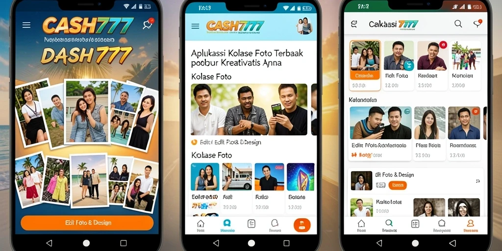 Antarmuka pengguna <strong>CASH777</strong> yang menampilkan pilihan kolase foto menarik.