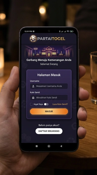 Tampilan halaman login partaitogel